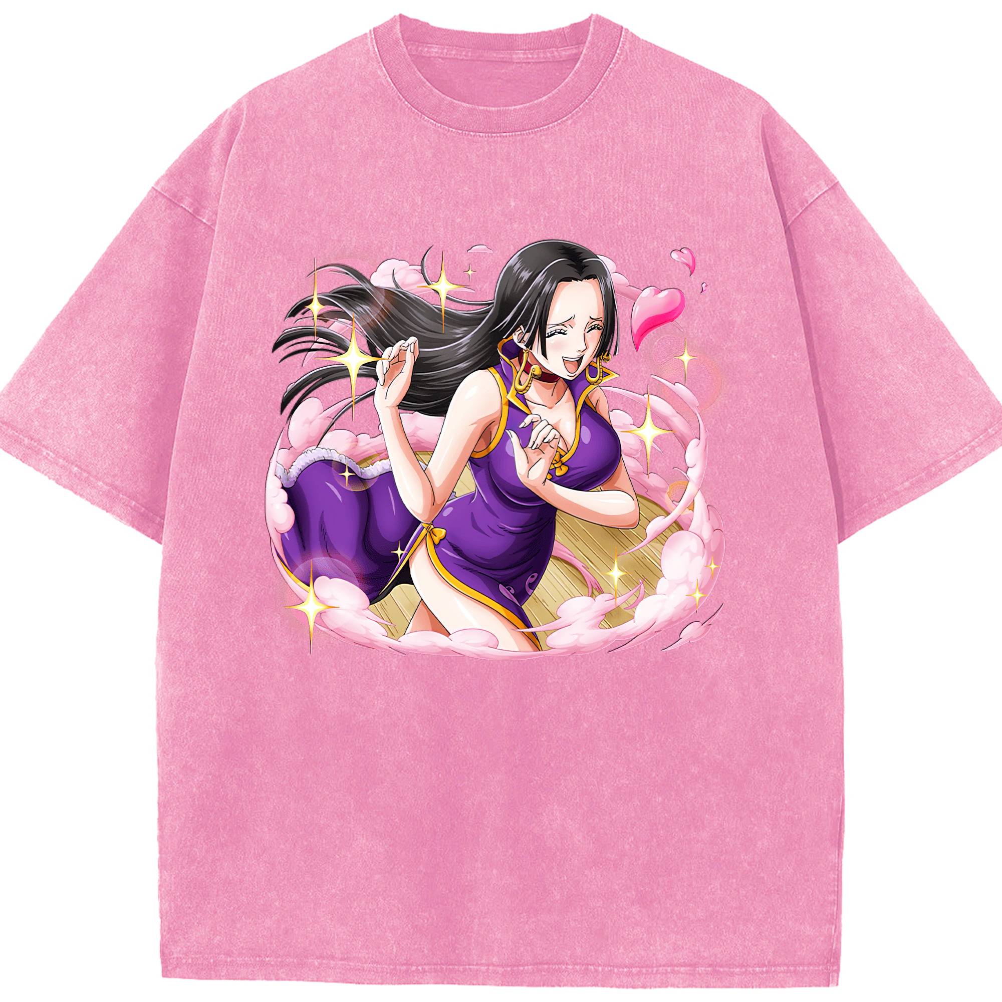 ワンピース ボア・ハンコック ONE PIECE Boa·Hancock 綿100% ヴィンテージ風 半袖Tシャツ（フロントプリント）